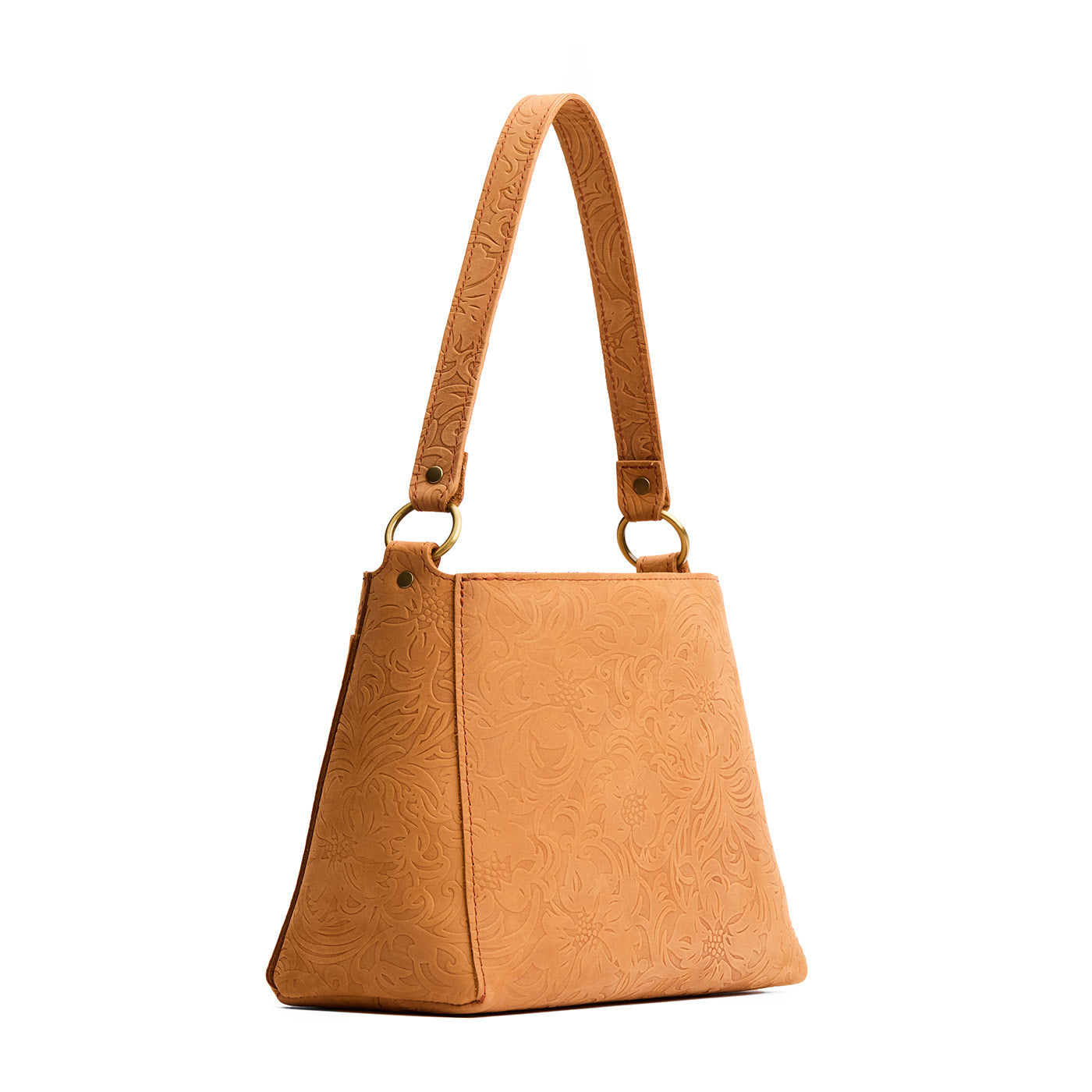 Desert Flower | Triangular shoulder bag with antiqued brass finished 