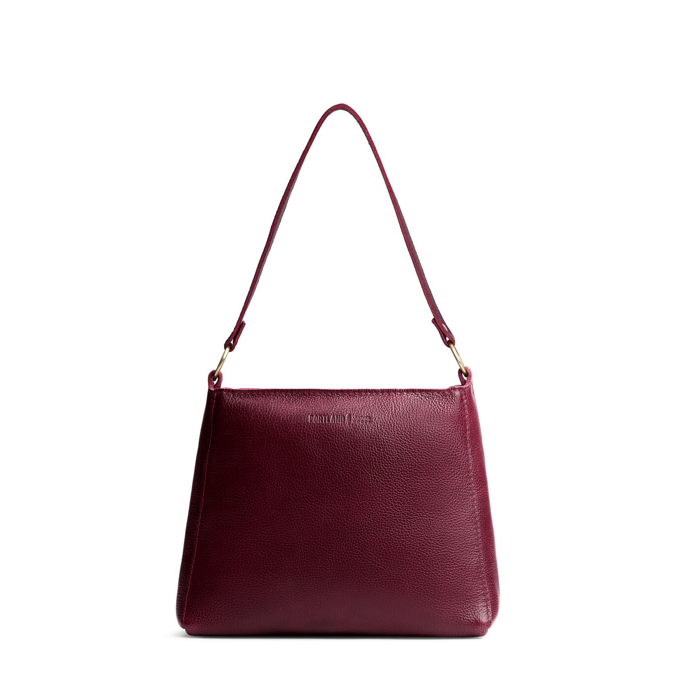 Cabernet*Small | Large triangular shoulder bag with antiqued brass finished hardware