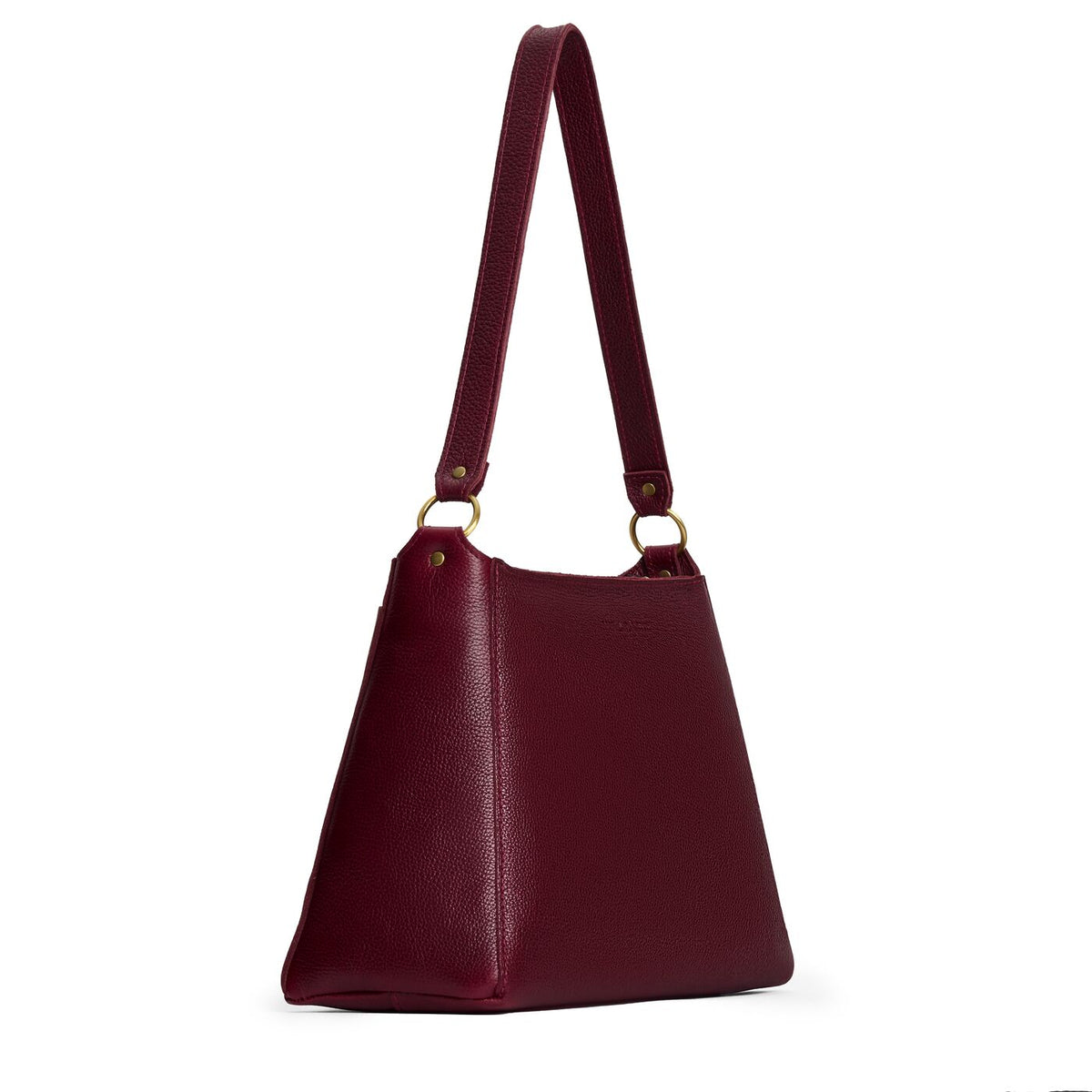 Cabernet*Large | Large triangular shoulder bag with antiqued brass finished hardware