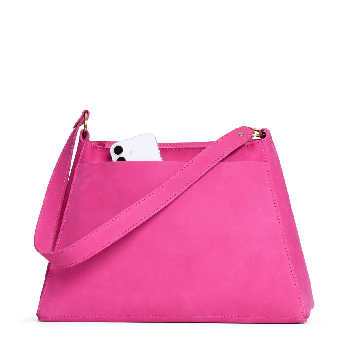 Royalty*Large | Large triangular shoulder bag with antiqued brass finished hardware