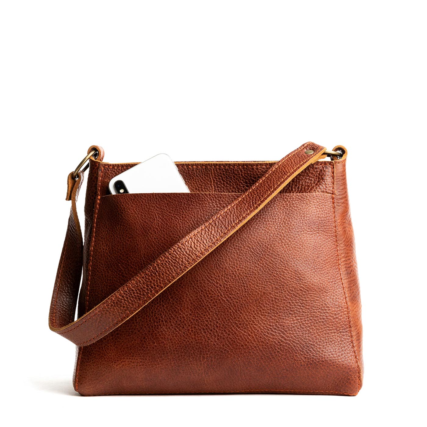 Nutmeg*Classic | Triangular shoulder bag with antiqued brass finished hardware