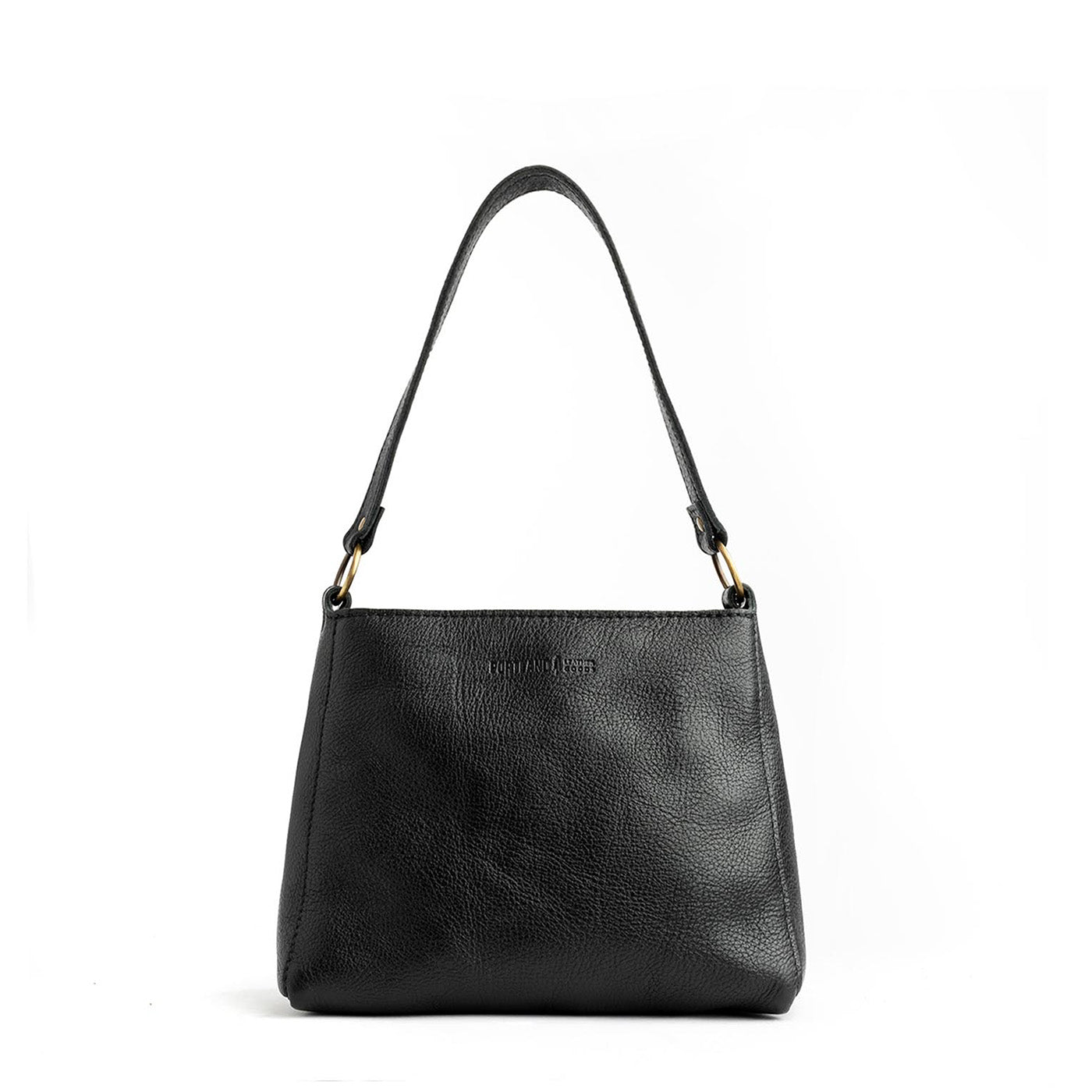Pebbled--black*Classic | Triangular shoulder bag with antiqued brass finished hardware