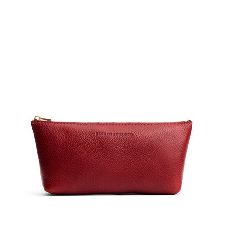 Chili Red | Leather utility bag pouch with top zipper
