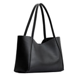 Black Large | Large wide tote with leather straps and snap closure