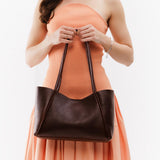 Coldbrew Medium | Model holding midsize rectangular tote bag
