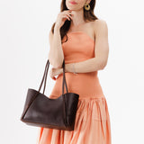 Coldbrew Medium | Model holding midsize rectangular tote bag