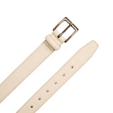 Marble | Front and back of leather belt with antiqued brass buckle