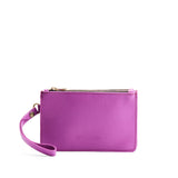Cattleya | Leather wristlet with two zippered pockets and removable wrist strap