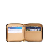 Plum | Small leather zippered bifold wallet open