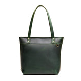 Evergreen Medium Zipper | Leather tote bag with riveted straps and exterior key loop