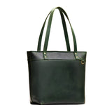 Evergreen Medium Zipper | Leather tote bag with riveted straps and exterior key loop