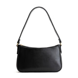 Pebbled--black Small | Petite bean shaped shoulder bag with a zipper closure