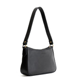Pebbled--black Small | Petite bean shaped shoulder bag with a zipper closure