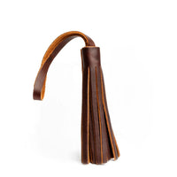 Cognac*Large | Fringed leather tassel with leather loop