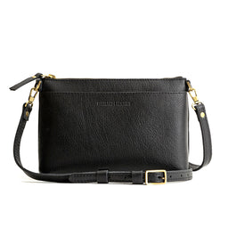  Pebbled--black*Classic | Zip top petite crossbody bag with detachable strap